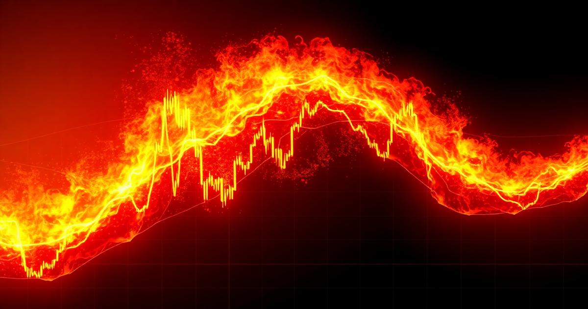 Burning price wave over a chart grid — understanding market volatility
